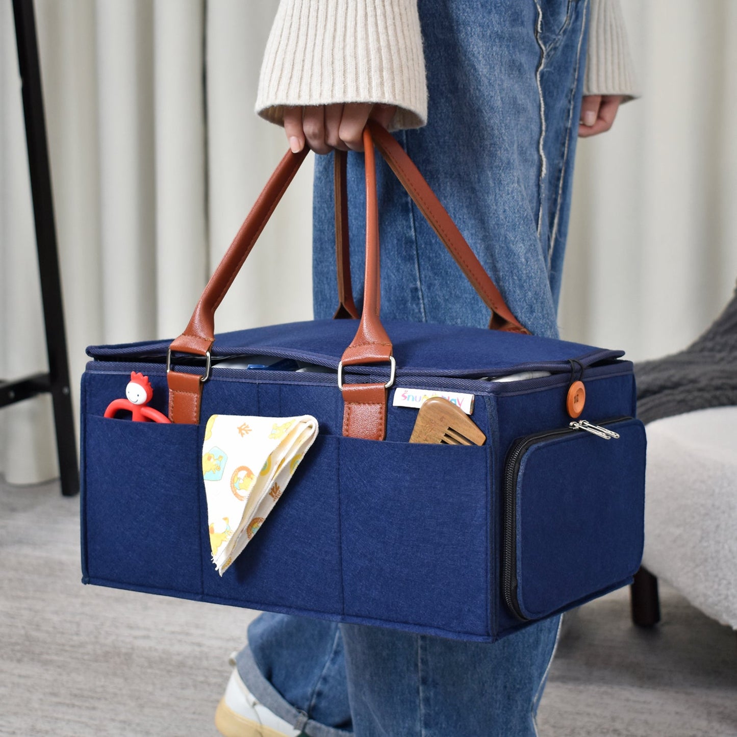 Diaper Caddy Large Size with Lid  Portable Diaper Organizer Bag