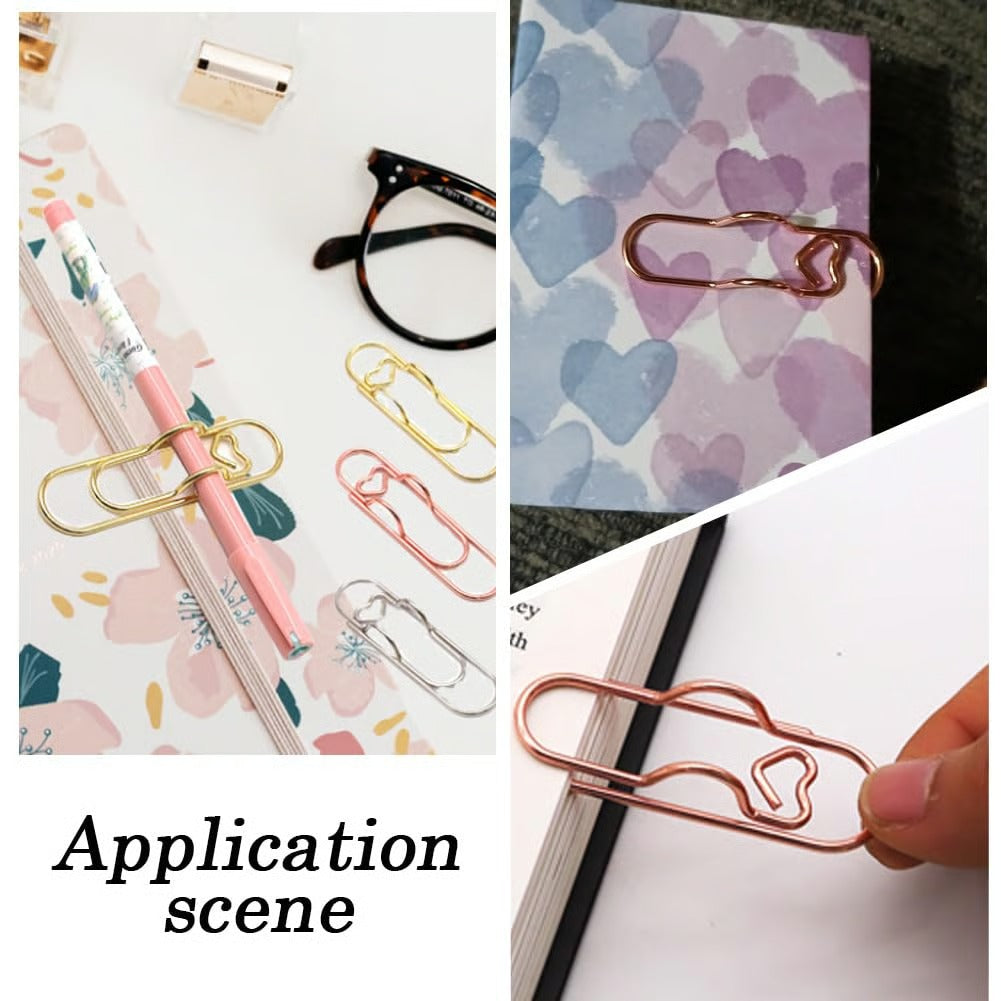 🔥High Quality Multi Color Heart Paperclip Pen Holder