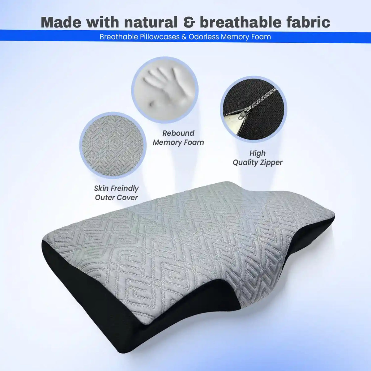 Orthopedic Memory Foam Cervical Pillow for Neck Pain Relief