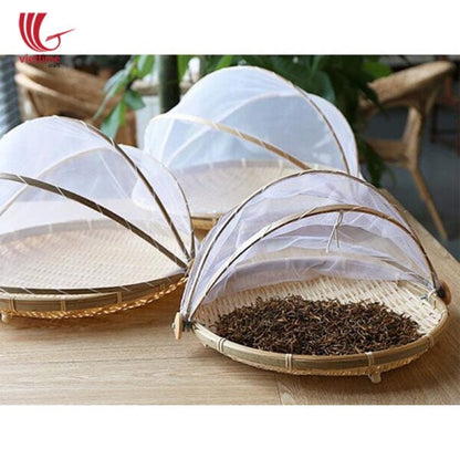 Multi-Purpose Bamboo Basket with Mesh Food Cover