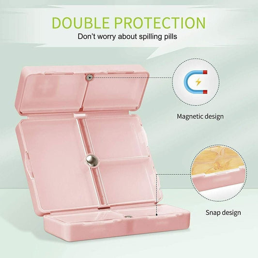 Magnetic Compartments Portable Pill Case