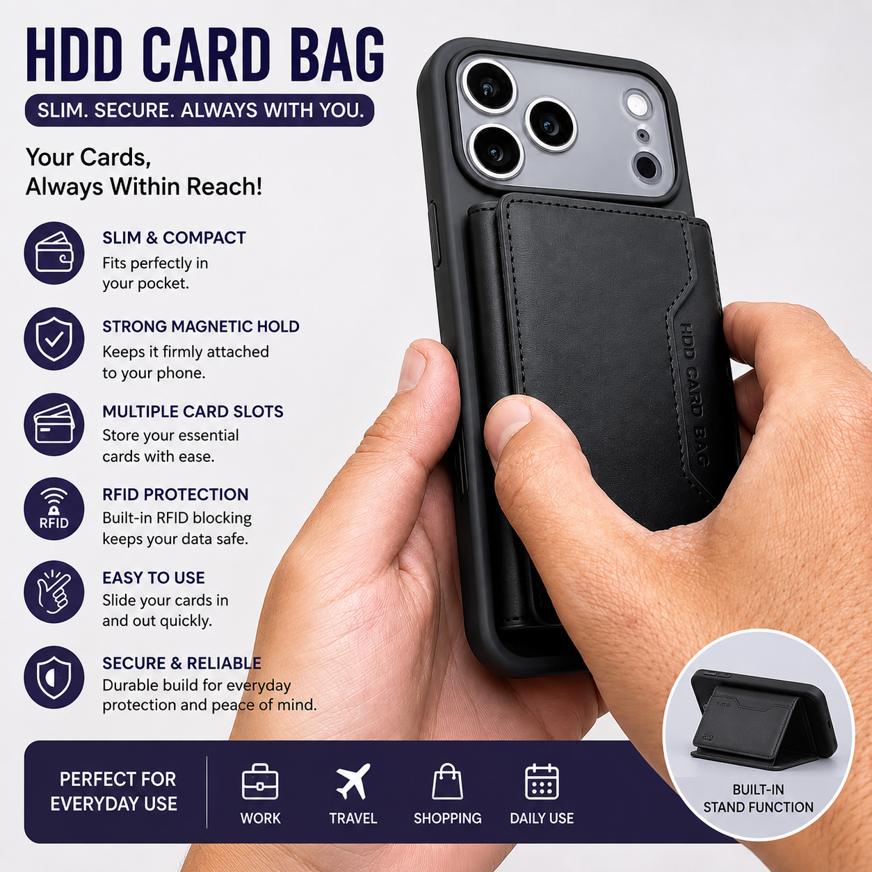 2-in-1 Magnetic Phone Card Holder Wallet
