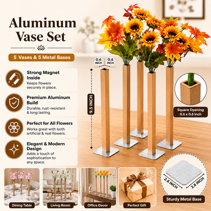 Magnetic Aluminum Flower Vase Set