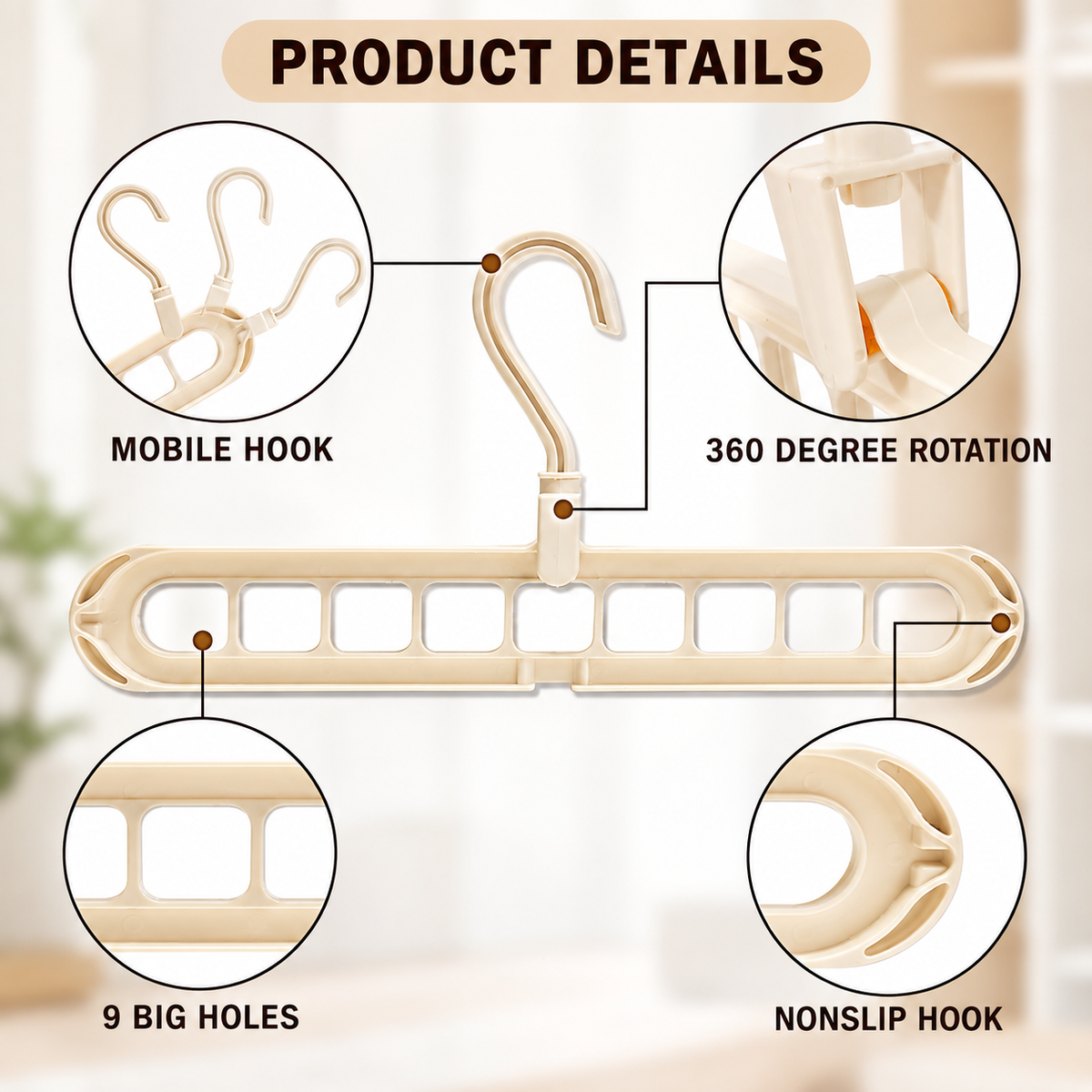 9-Hole 360° Rotating Space-Saving Clothes Hanger