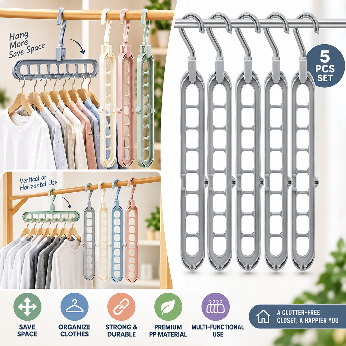 9-Hole 360° Rotating Space-Saving Clothes Hanger