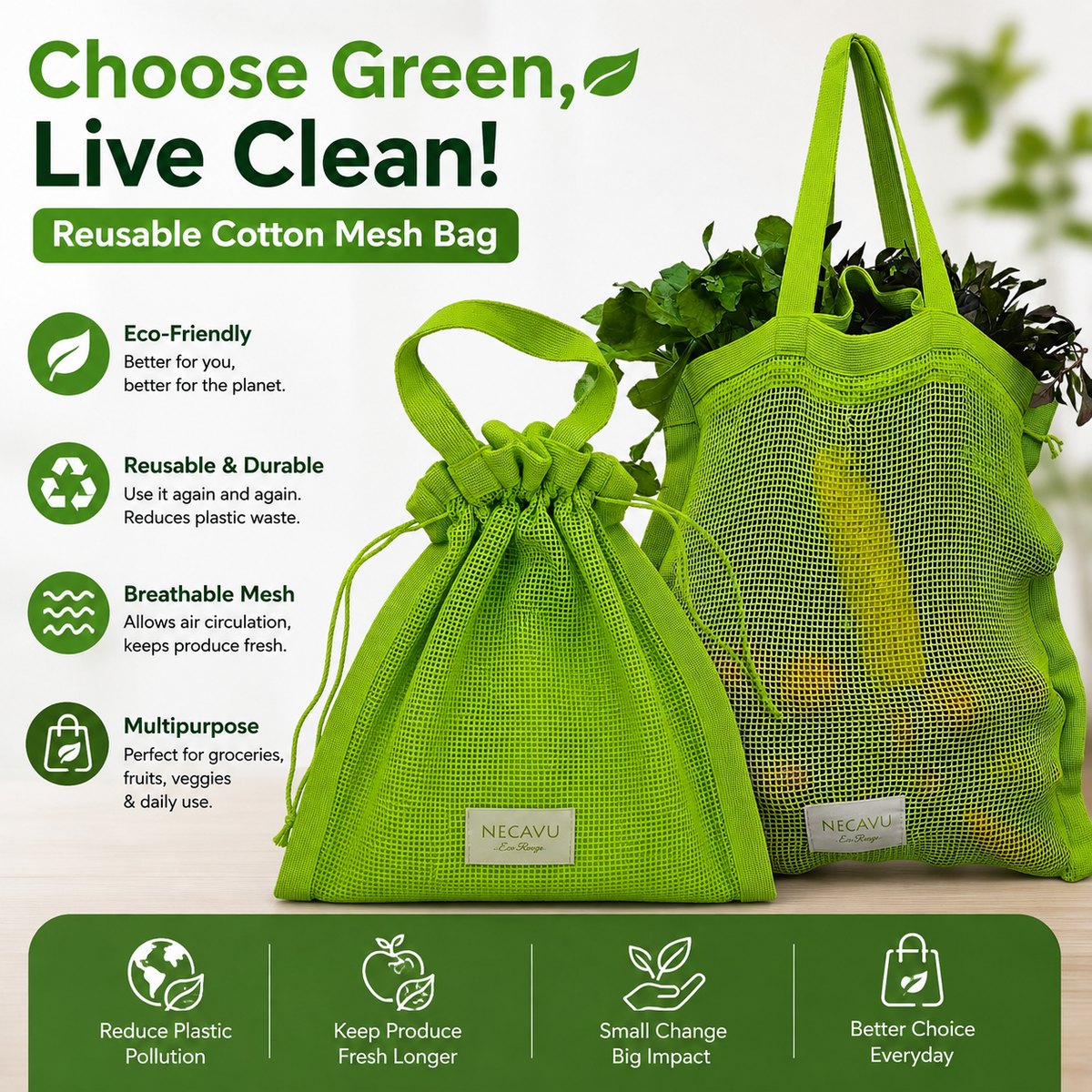 Reusable Cotton Mesh Bags