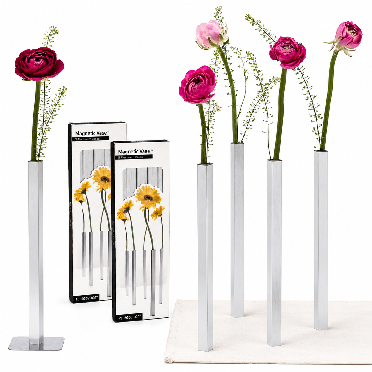 Magnetic Aluminum Flower Vase Set