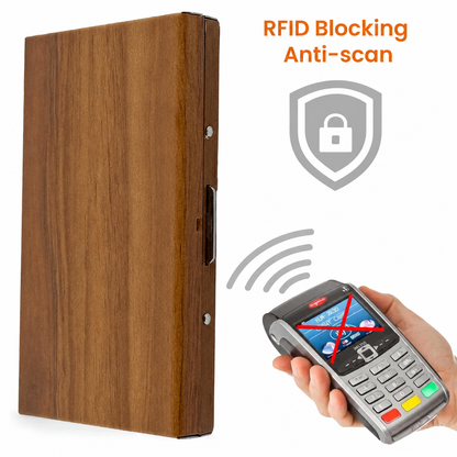 Luxury Wooden Texture Card Holder Wallet RFID Blocking