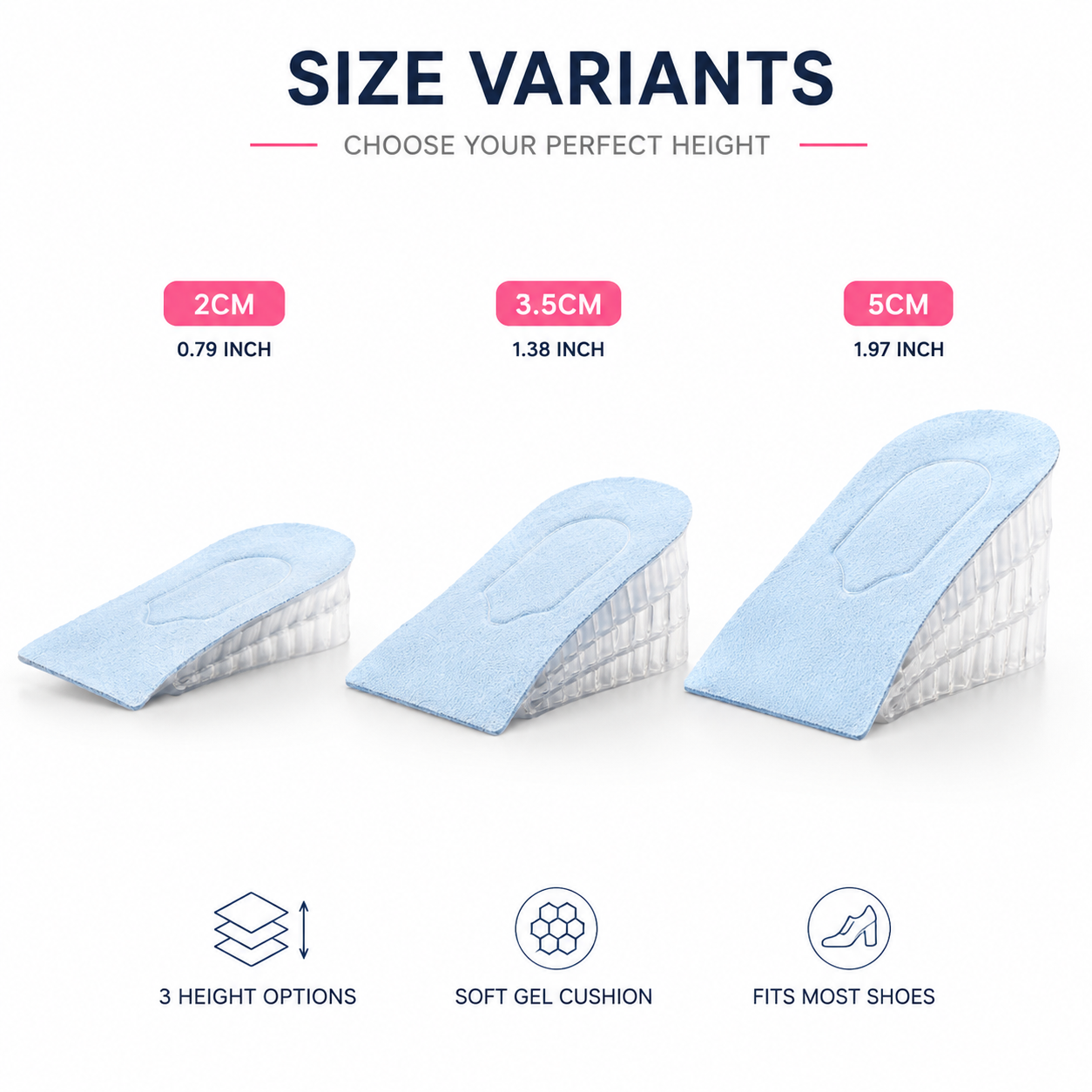 Adjustable Height Increase Insole Cushion