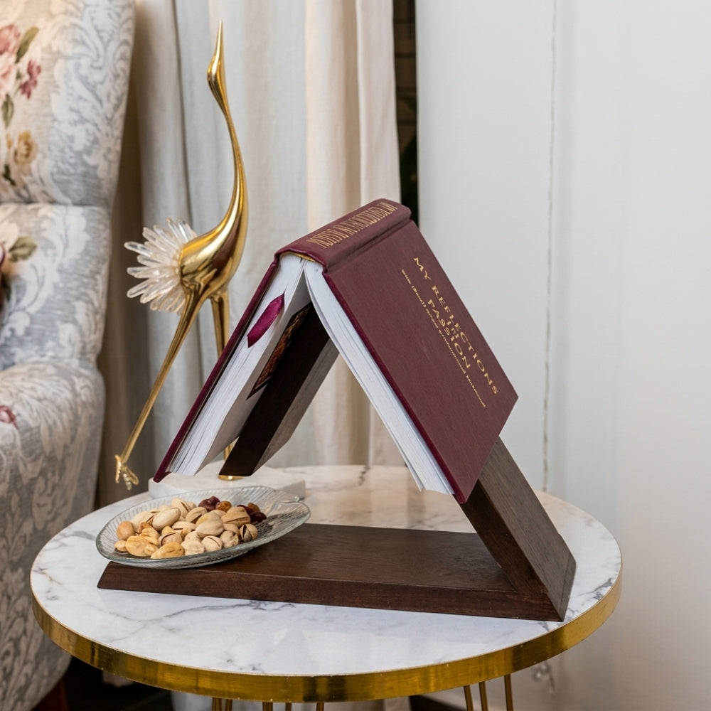 Triangle Wooden Book Holder with Tray