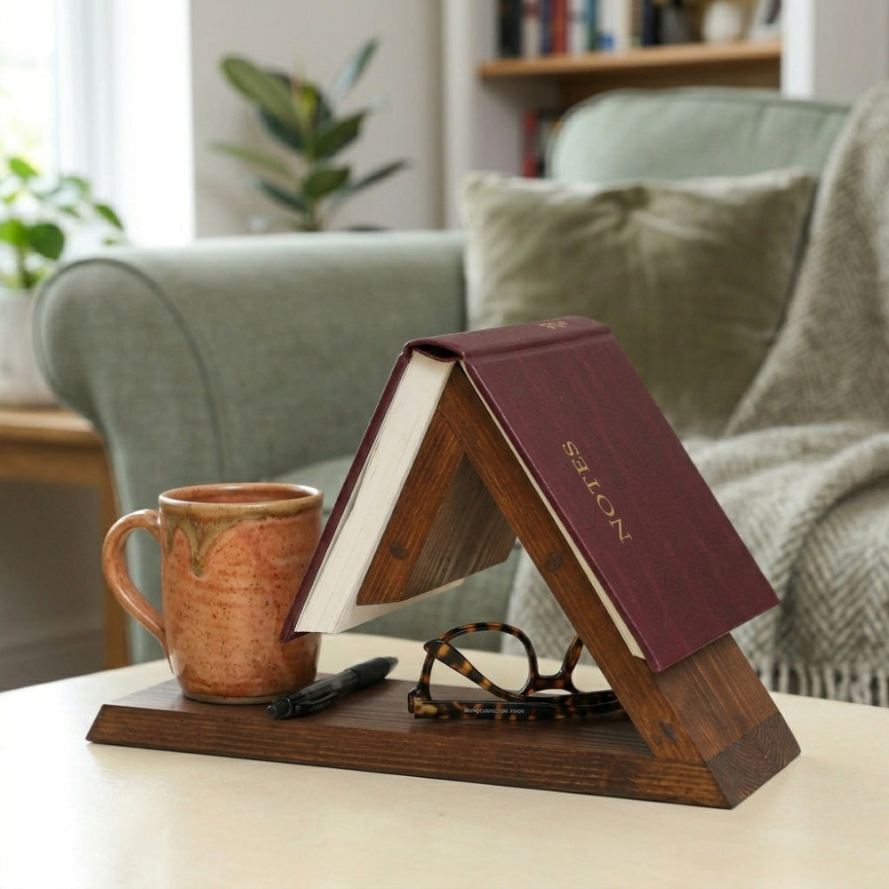 Triangle Wooden Book Holder with Tray