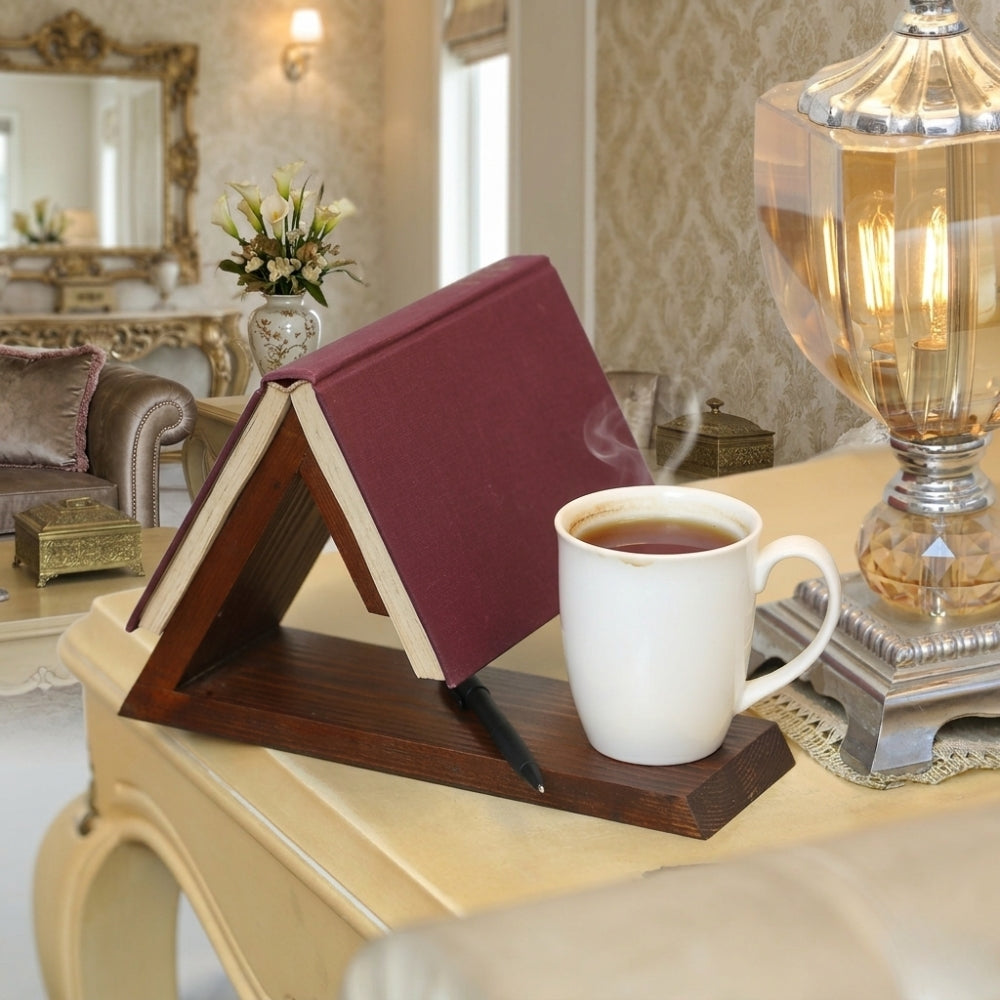 Triangle Wooden Book Holder with Tray