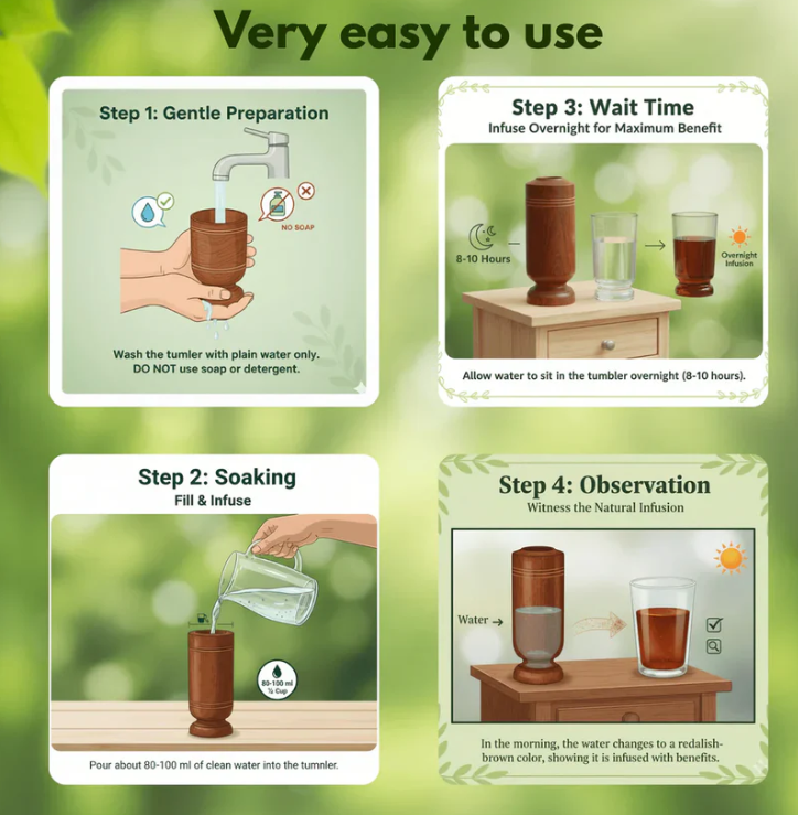 Vijaysar Wooden Glass 🌿 – Natural Sugar Balance Tumbler 🩺✨