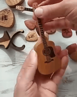 🎸 Mini Wooden Decorative Guitar Set 🌳✨
