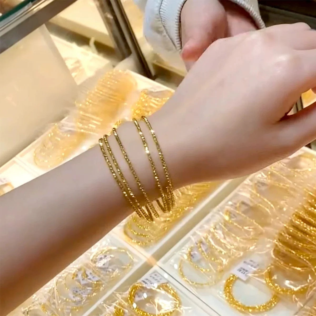 Luxury Golden Triple Loop Bracelet
