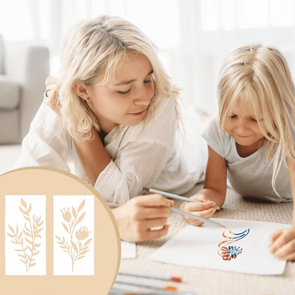 Re useable Beautiful Flower & Leaf Stencils Set