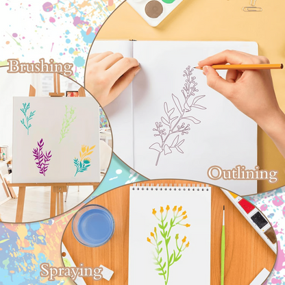 Re useable Beautiful Flower & Leaf Stencils Set