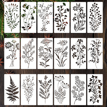 Re useable Beautiful Flower & Leaf Stencils Set