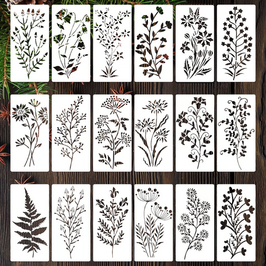 Re useable Beautiful Flower & Leaf Stencils Set