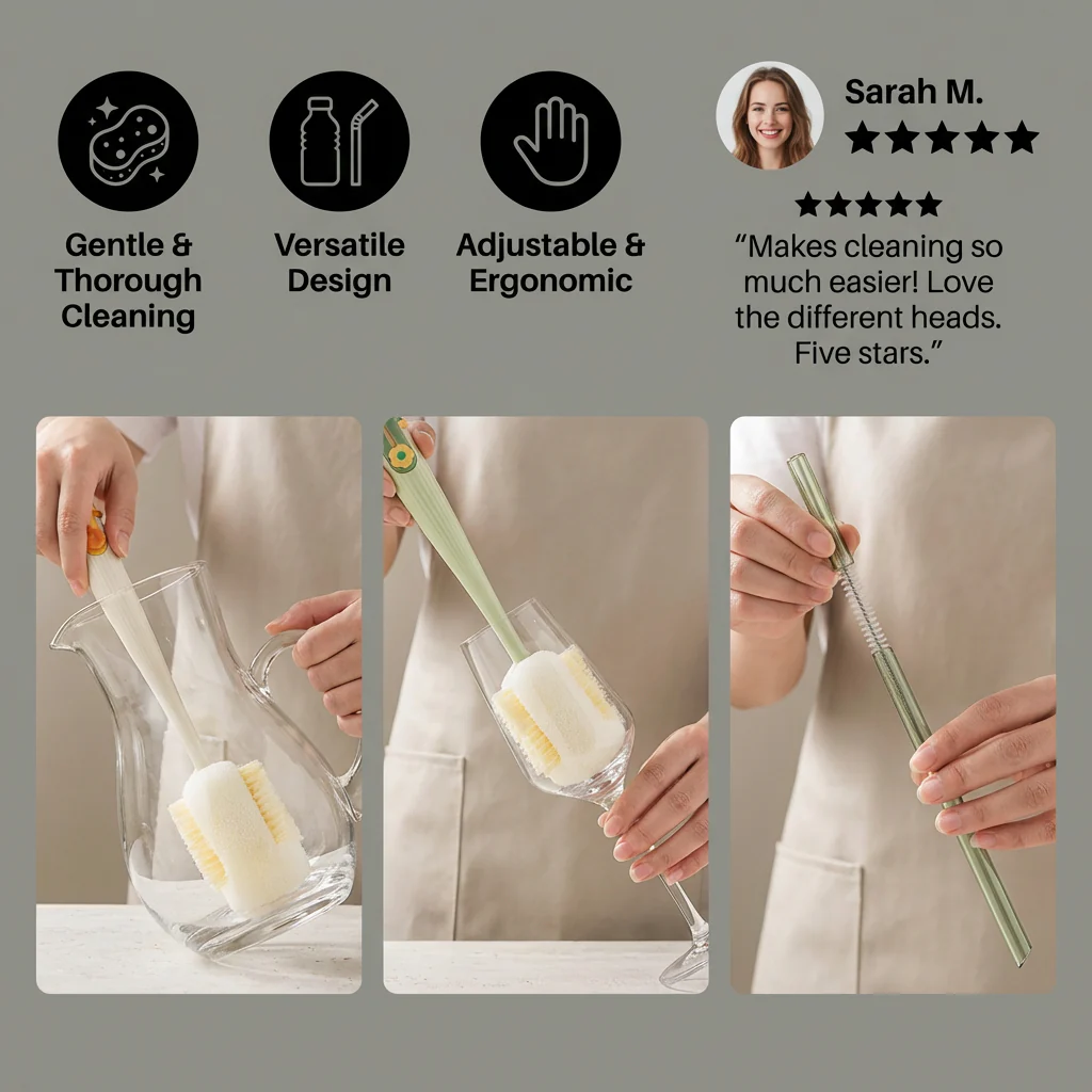 Practical 5-in-1 Bottle Cleaner