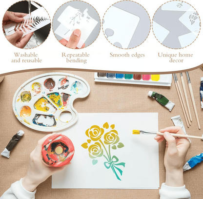 Re useable Beautiful Flower & Leaf Stencils Set