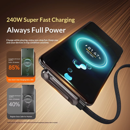 240W Braided Fast Charge Cable With Built-in Phone Stand